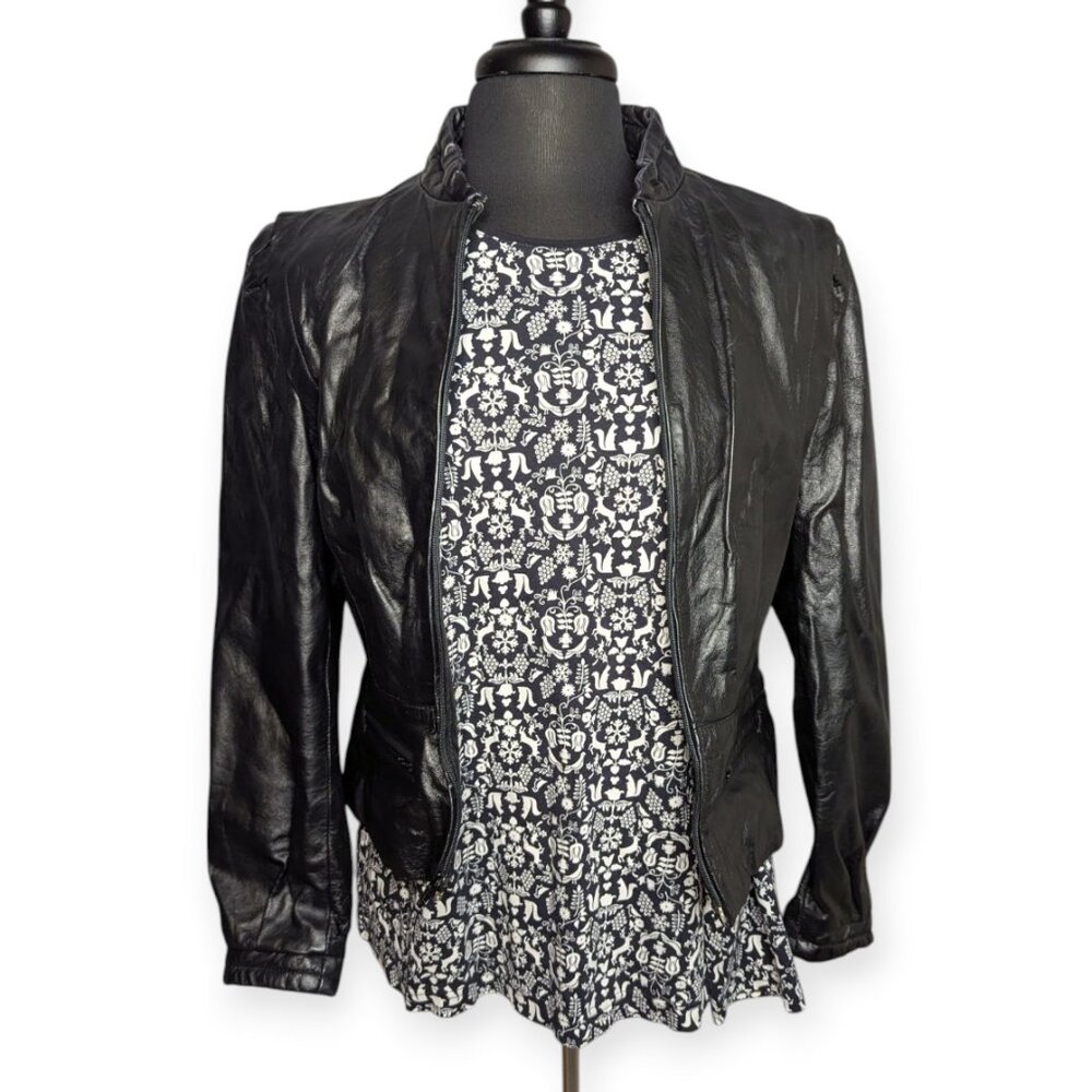 Vintage Berman's Black Moto Leather Jacket Size 14 Style 7540